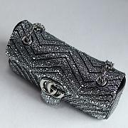 Gucci GG Marmont Crystals Small Shoulder Bag Gray Nubuck Leather- 26x15x7cm - 5