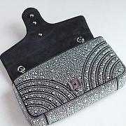 Gucci GG Marmont Crystals Small Shoulder Bag Gray Nubuck Leather- 26x15x7cm - 3
