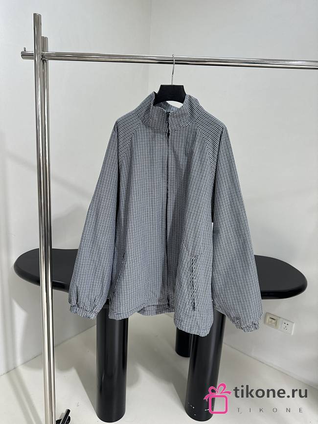 Balenciaga Zip-up Jacket in Gray Checkered - 1