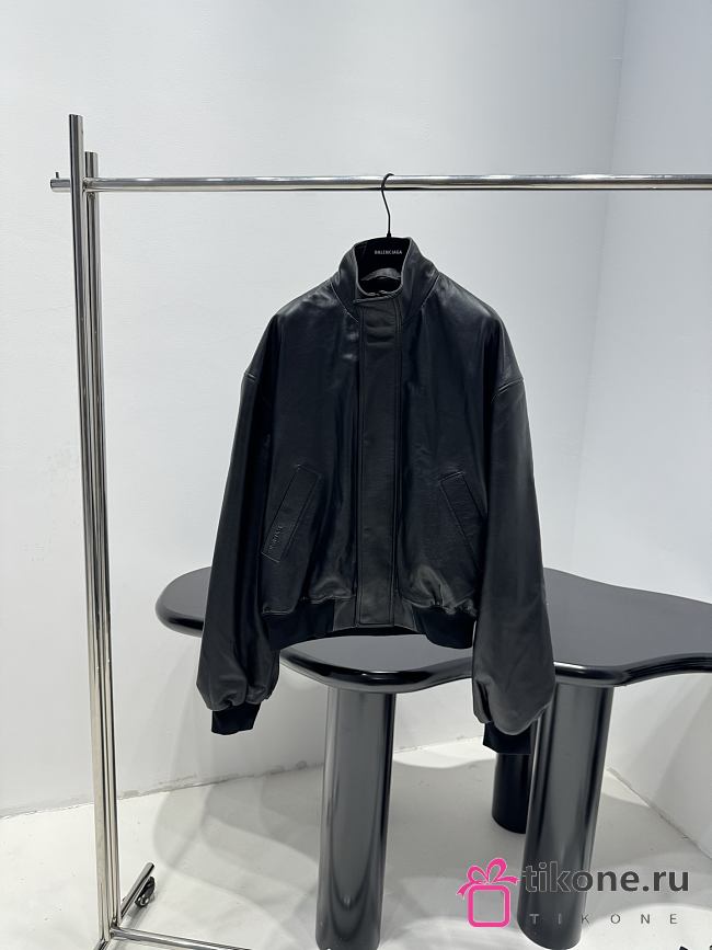 Balenciaga Blouson In Black Smooth Semi-Shiny Grainy Leather - 1