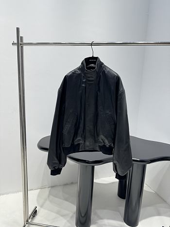 Balenciaga Blouson In Black Smooth Semi-Shiny Grainy Leather