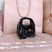 Miumiu Wander Satin Mini-Bag With Crystal and Sequin Fringe Black - 17.5x14x5.5cm - 6