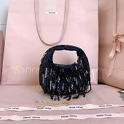 Miumiu Wander Satin Mini-Bag With Crystal and Sequin Fringe Black - 17.5x14x5.5cm - 5