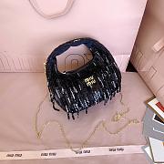 Miumiu Wander Satin Mini-Bag With Crystal and Sequin Fringe Black - 17.5x14x5.5cm - 2