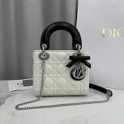 Dior Or Mini Lady Dior Bag with Chain Latte and Black Cannage Lambskin - 17x15x7cm - 1