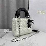 Dior Or Mini Lady Dior Bag with Chain Latte and Black Cannage Lambskin - 17x15x7cm - 5