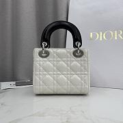 Dior Or Mini Lady Dior Bag with Chain Latte and Black Cannage Lambskin - 17x15x7cm - 2