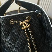Chanel 25 Small Handbag Braided Raffia, Calfskin & Gold-Tone Metal  Black & White - 30x26x14cm - 4