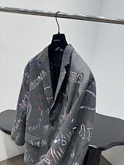Balenciaga Graffiti Print Blazer Gray - 6