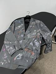 Balenciaga Graffiti Print Blazer Gray - 5