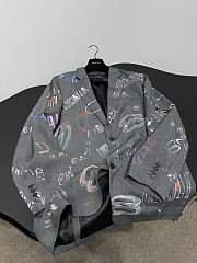 Balenciaga Graffiti Print Blazer Gray - 4