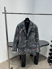 Balenciaga Graffiti Print Blazer Gray - 2