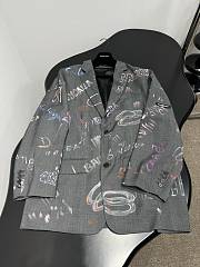 Balenciaga Graffiti Print Blazer Gray - 3