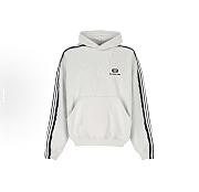 Balenciaga Cotton Stripe-Detail Logo Hoodie White  - 1