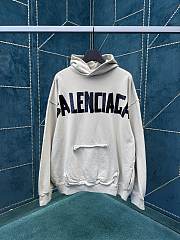 Balenciaga Tape Type Ripped Hoodie In Beige Dry Fleece - 1