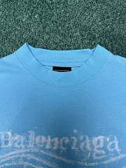 Balenciaga Washed Crayon Political T-Shirt Medium Fit In Azure Dry Jersey - 2