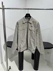 Balenciaga Check Zip-up Shirt Jacket Beige - 1