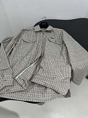 Balenciaga Check Zip-up Shirt Jacket Beige - 5
