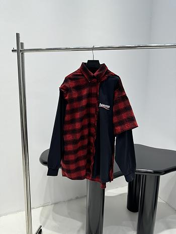 Balenciaga Check Frayed Shirt Black