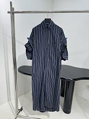 Balenciaga Striped Cotton Midi Shirtdress Blue - 1