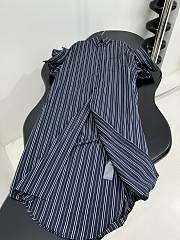 Balenciaga Striped Cotton Midi Shirtdress Blue - 5
