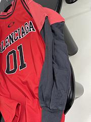 Balenciaga Basketball Series - Layered Long Sleeve T-Shirt In Red And Black Sporty Mesh Jersey - 3