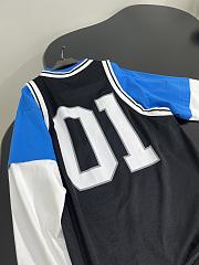 Balenciaga Basketball Series - Layered Long Sleeve T-Shirt In Black, Blue And White Sporty Mesh Jersey - 4