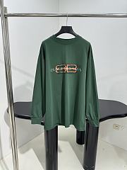 Balenciaga BB Icon Stencil Long Sleeve T-shirt Large Fit in Faded Green Dry Jersey - 1