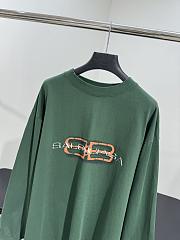 Balenciaga BB Icon Stencil Long Sleeve T-shirt Large Fit in Faded Green Dry Jersey - 3