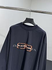 Balenciaga BB Icon Stencil Long Sleeve T-shirt Large Fit in Faded Black Dry Jersey - 5