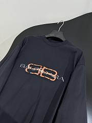 Balenciaga BB Icon Stencil Long Sleeve T-shirt Large Fit in Faded Black Dry Jersey - 4