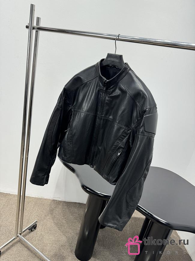 Balenciaga Perforated Leather Jacket in Black - 1