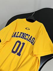 Balenciaga Basketball Oversized T-Shirt In Yellow And Deep Purple Dry Jersey - 4