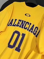 Balenciaga Basketball Oversized T-Shirt In Yellow And Deep Purple Dry Jersey - 3