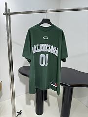 Balenciaga Basketball Oversized T-Shirt In Dark Green And Light Gray Dry Jersey - 1