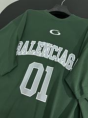 Balenciaga Basketball Oversized T-Shirt In Dark Green And Light Gray Dry Jersey - 3