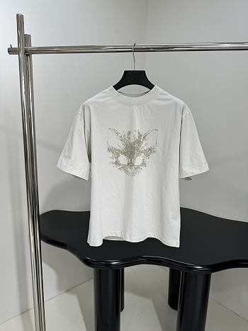 Balenciaga Kittycat T-Shirt Medium Fit In Faded White Dry Jersey 