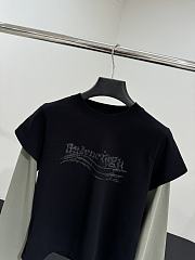 Balenciaga Washed Crayon Political Double Sleeve T-Shirt In Washed Black Interlock Strech Jersey - 4