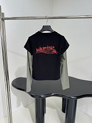 Balenciaga Washed Crayon Political Double Sleeve T-Shirt In Washed Black Interlock Strech Jersey - 5