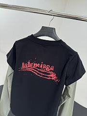 Balenciaga Washed Crayon Political Double Sleeve T-Shirt In Washed Black Interlock Strech Jersey - 6