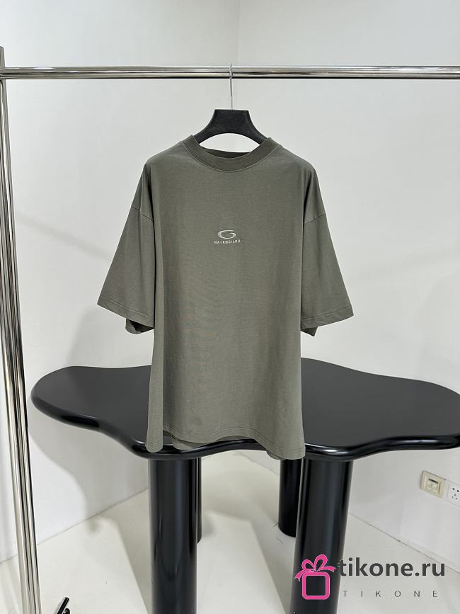 Balenciaga Loop Sports Icon Oversized T-Shirt In Faded Gray Dry Jersey - 1