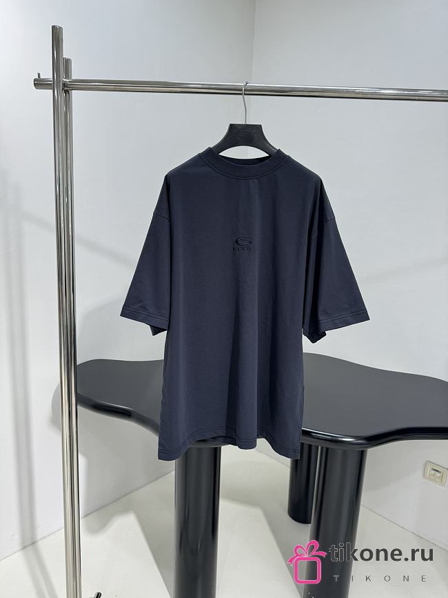 Balenciaga Loop Sports Icon Oversized T-Shirt In Faded Navy Dry Jersey - 1
