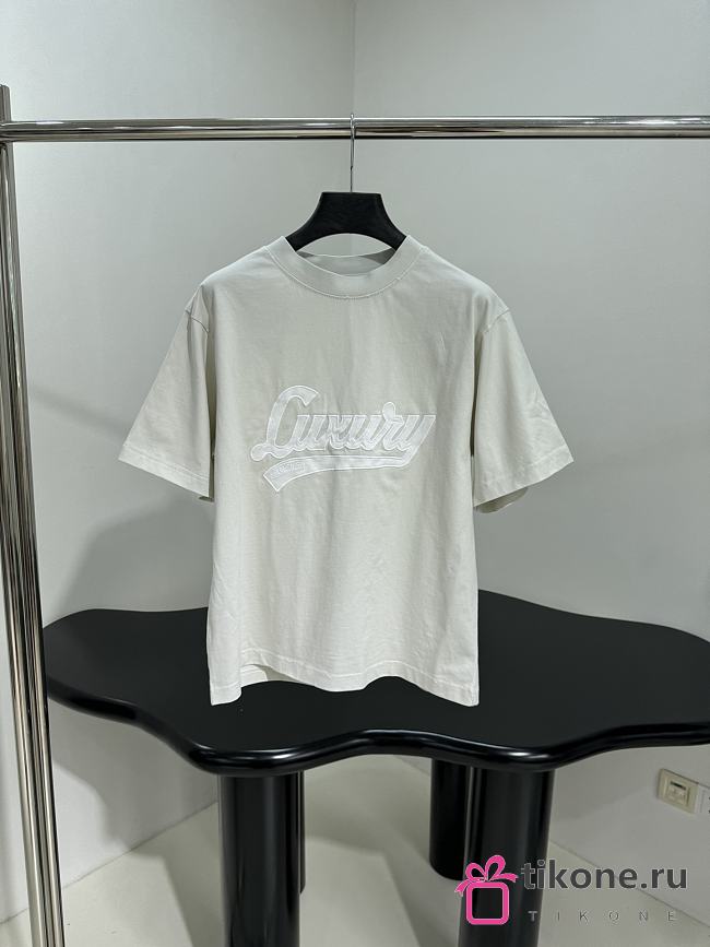 Balenciaga Luxury Script Oversized T-Shirt In Off White And White Dry Jersey - 1