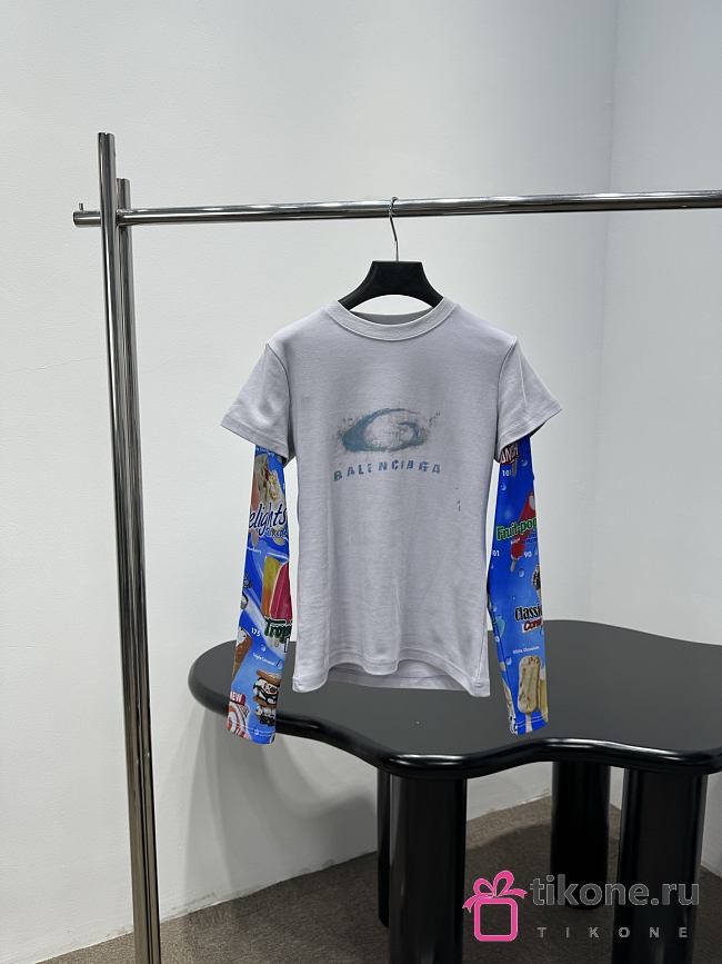 Balenciaga Loop Sports Icon Double Sleeve T-Shirt in Black - 1