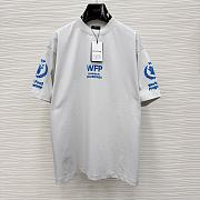 Balenciaga White Cotton WFP Oversized Logo T-Shirt Light Gray/Blue - 1