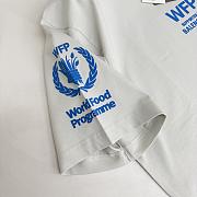 Balenciaga White Cotton WFP Oversized Logo T-Shirt Light Gray/Blue - 4