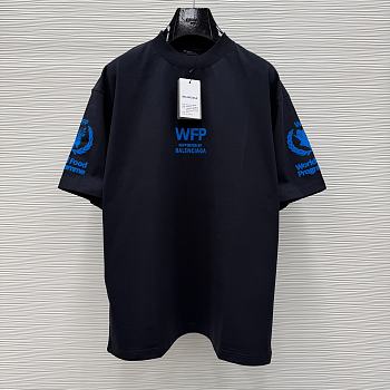 Balenciaga White Cotton WFP Oversized Logo T-Shirt Black/Blue