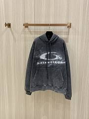 Balenciaga Washed Crayon Loop Oversized Hoodie In Washed Black And White Dry Fleece - 1