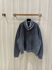 Balenciaga Washed Crayon Loop Oversized Hoodie In Washed Black And White Dry Fleece - 3