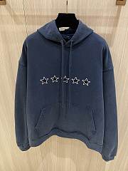 Balenciaga Top Rating Oversized Hoodie Fitted Top In Washed Navy Interlock Stretch Jersey - 3